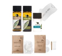 Set cortesia B&B e Hotel Olive Care completo di shampoo, bagnoschiuma, detergente intimo, fascia di garanzia igiene wc e cuffia doccia biodegradabile. Confezioni da 10, 50 o 200 Kit cortesia bnb (200)