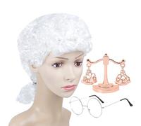 Set Cosplay Da Giudice In 3 Pezzi, Parrucca Bianca, Pesi Giusti, Parrucca Ondulata, Accessori Per Costumi Da Festa A Tema
