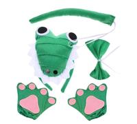 Set Costume da Alligatore Verde con Cerchietto, Coda e Fiocco | Peluche e Tessuto, Include Guanti Coordinati, Adatto a Cosplay e Varie Occasioni, Lavorazione Curata