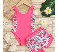 Set Costume da Bagno da , Stampa Senza Maniche Costume e Pantaloncini 2 Pezzi Outfit, per il Bagno al Mare (Posizione del Motivo Stampato Spedita Casualmente) Piscina
