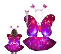Set costume da fata ragazza | Le ragazze illuminano il costume da fata per Halloween - Bacchetta luminosa a LED e fascia per per ragazze che si vestono e ballano