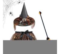 Set costume da - Kit di da per bambini, con scopa e gonna, regolabile per feste in maschera, sessioni fotografiche, tema carnevale Halloween