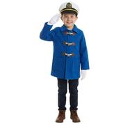 Set costume da marinaio per bambini, classico, stile nautico, con giacca, cappello da marinaio e guanti, costume per Halloween, giochi scolastici, feste