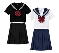 Set Costume Da Marinaretta Uniforme Scolastica Abito Tradizionale con | Vestito Alla Marinara Uniforme Scolastica Giapponese Per Ragazze Per Compleanno, Teatro, Cosplay, Evento, Bambini E Studenti