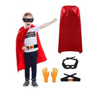Set costume da supereroe per bambini, mantello rosso, maschera in feltro, guanti arancioni e cintura nera, costume per la Giornata mondiale del libro per bambini