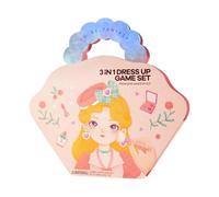 Set costume - Set di trucchi principesse 3 in 1, giocattolo per vestire bambole, attività creativa per bambini, set di trucco in carta per ragazze e ragazzi, libro D