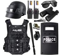 Set costume SWAT 2025 - Set costume SWAT - Giocattoli di ruolo per bambini - Granata - Manette - Manganello - Accessori COS - Giocattoli interattivi genitore-figlio - Regalo di compleanno - Regalo di