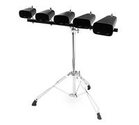 Set Cowbell XDrum, 5 campane da mucca (4",5",6",7",9") con supporto robusto e regolabile, hardware a doppia barra, per suono eccellente e armonico.