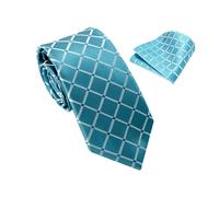 Set cravatta e Fazzoletto da Taschino, a quadri, Colore Blu Chiaro