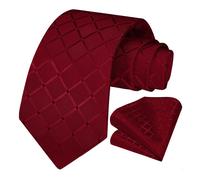 Set cravatta e Fazzoletto da Taschino, a quadri, Colore Bordeaux