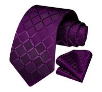 Set cravatta e Fazzoletto da Taschino, a quadri, Colore Lilla