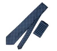 Set cravatta e fazzoletto da taschino in seta elegante da uomo cucita a mano pochette signore classica micro fantasia jaquard per cerimonia larga 8 145 cm autunno inverno 2025 2026 Blu