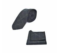 Set Cravatta E Fazzoletto Navy Blue Heritage - Look In Tweed E Plaid Country
