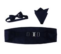 Set Cravatta e Fazzoletto Uomo Fascia da Smoking Papillon Blu Grigio Nero Lucido