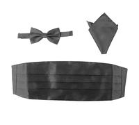 Set Cravatta e Fazzoletto Uomo Fascia da Smoking Papillon Blu Grigio Nero Lucido