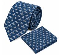 Set Cravatta Uomo Frederick Thomas Blu Fighter Jet + Pochette Coordinata