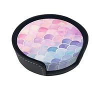 Set creativo di 6 sottobicchieri da tavolo moderni in PU con motivo estivo luminoso e squame di sirena per bevande