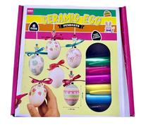Set Creativo Pasquale, CERAMIC EGG- Contiene 6 uova in ceramica e 5 pennarelli colorati per creare decorazioni uniche. Include ganci per appendere le uova.