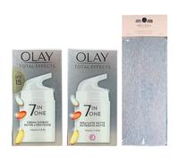 SET CREMA 7 IN ONE, Con Vitamina C e B3: Crema Giorno Nutre e Protegge, SPF15 50ml + Crema Notte Idratante e Nutriente 50ml + Fascia Per Capelli (Colori Assortiti)