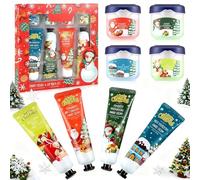 Set Crema Mani Natalizia, 4 Pezzi Crema Mani Regalo Natale+4 Pezzi Balsamo Labbra Natalizio, Cremas Mani Natales, Cremas Mani Natale per Donna, per Vacanze Della Festa Compleanno Natales