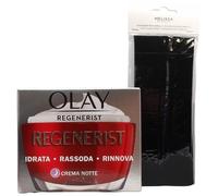 SET: Crema Viso REGENERIST Notte. Idrata, Rinnova Visibilmente e Rassoda La Pelle Mentre Dormi. Formula Potenziata Con Vitamina B3 e Peptidi 50ml + Fascia Per Capelli (Colori Assortiti)