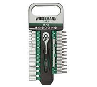 Set cricchetto e bussole da 28 pezzi 1/4″ | WIESEMANN | lega acciaio in cromo e vanadio | con attacco | prolunga da 100 mm | 8 mm - 32 mm | con bocca esagonale