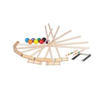 Relaxdays Gioco del Croquet, 8 Giocatori, Bambini e Adulti, Set Completo con Borsa, Mazze e Palline in Legno, Colorato, 76 x 13 x 3 cm