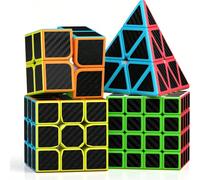 Set cubo di Rubik in fibra di carbonio professionale: 3x3, 4x4 e puzzle piramidali | Multi-funzionale allenatore cerebrale per l'allenamento logico e l'esercizio mentale | Regalo ideale per gli appass