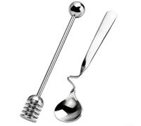 Set cucchiaio per miele in acciaio inox con cucchiaio da 16 cm e cucchiaio da 14,4 cm, per miele e sciroppo d'acero, agave, nettare, gelatina, caffè, dessert e bevande