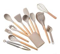 Set Cucina 14 per pz Spatole Mestoli Impugnatura Ergonomica Set(C) | Silicone , resistenza 230°C, manici massello, design ergonomico, 14 essenziali