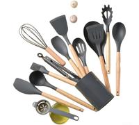Set Cucina 14 per pz Spatole Mestoli Impugnatura Ergonomica Set(D) | Silicone , resistenza 230°C, manici massello, design ergonomico, 14 essenziali