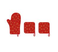 Set cucina 3 pezzi 1 guantone 2 presine Vallesusa Natale Rosso GLITTER GIFT