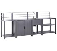 Beliani - Set Cucina Da Esterno 4 Elementi Con Lavello Viggiano Metallo Grigio - SPEDIZIONE GRATUITA