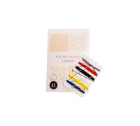 Set cucito scatolato 2 bottoni con ago, spilla da balia e cotone 6 colori 100pz