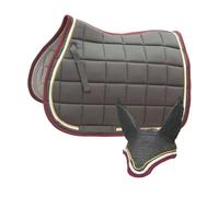 Set cuffia e sottosella inglese rettangolare trapuntato a quadri con cordone e f