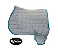 Set cuffia e sottosella inglese rettangolare Winner trapuntato a onde con cordon