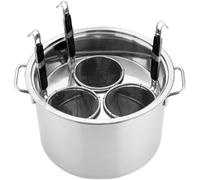Set cuocipasta con Filtro in Acciaio Inossidabile, pentola per Pasta Multifunzionale con cestello, Design a 3/4/5 Fori per Cucinare Pasta, tagliatelle, Gnocchi, zuppa, cestello a 5 Fori (Dimensioni :