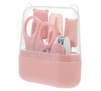Set Cura Unghie Bebè 5 Pezzi Tagliaunghie, Lima e Forbicine | Abs e Acciaio Inox, Custodia Unica per Accessori, Rosa dal Design Carino per Ragazzo Ragazza e Toddler