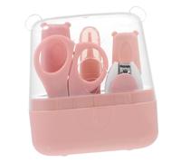 Set Cura Unghie Ragazzo Ragazza 5 Pezzi Rosa ABS Acciaio Inossidabile | Custodia Unica per Accessori, Nail Scissor, Lima e Pinzetta, Uso Shower per Dita e Piedi Piccoli