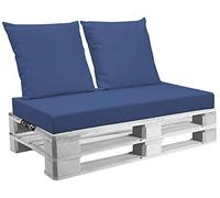 Set Cuscini Belem Ecopelle Blu Mis.120x60 sp.11 cm+ schienali 60x60 pz.02 Esterno/Interno arredo Pallet da Giardino Divanetto per bancale Cuscini Interno Poliuretano Tessuto Lavabile Sfoderabile