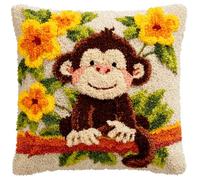 Set Cuscini Con Bloccaggio A Scatto Scimmia Kit Per Ricamare Cuscini Kit Per Fabbricare Cuscino A Punto Croce Per Bambini Adulti Principianti, Accessorio Per La Casa, Colorato, 43 Cm × 43 Cm