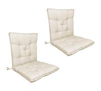 Set Cuscini Sedia Con Schienale Imbottiti Con Laccetti Banda Elastica Per Fissaggio Prodotto Italiano Sedie Poltrone Sdraio Reclinabili Cucina Giardino 40 x 80 Cm - Panna - 2 Pezzi