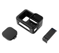 Set custodia in silicone, compatibile con GoPro, Hero 13 Black | Copr lente e laccetto anti-smarrimento, cover protettiva in silicone, nero blu, 8 x 5.5 x 3.5cm(Black With Side Cap)