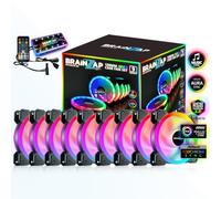 Set da 1 - 10 X BRAINZAP 120 mm LED A-RGB/RGB Silent Case Fan Set con controller alloggiamento ventola MSI Aura Asus Gigabyte Coolmoon (9 ventole + controller)