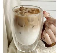 Set da 1-2-4 pezzi di bicchieri in vetro trasparente a doppio strato con manici, adatti per caffè, tè, latte, cappuccino, da 12 once - Tazze in vetro isolato invernale 4PCS,2pcs,1pc,3pcsvetro