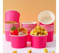 Set da 10/25 pezzi di ciotole di carta monouso di colore unito, ciotole di carta colore rosa, scatoline per spuntino, stoviglie monouso per feste di compleanno, feste in famiglia, picnic, ristoranti,