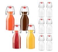 Set da 10 Bottiglie Costolata in Vetro con Tappo Ermetico, Bottigliette di Vetro Piccole, 250ml Bottiglie a Chiusura ermetica, Contenitori in vetro per Bevande Fatte in Casa, Birra, Liquori, Succhi