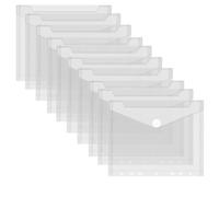 Set da 10 Cartella Portadocumenti A5 con Bottone Buste Trasparenti Cartelline Portadocumenti in Plastica Cartellina Porta Documenti Impermeabile per Casa ed Archivio Ufficio (23x18cm, 7 Forate)