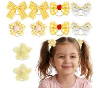 Set da 10 elastici capelli bambina, fasce elastiche con fiocco giallo e fiore, accessori capelli per neonate, bimbe e bambine