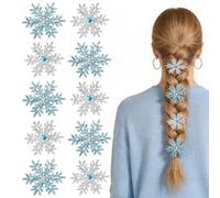 Set da 10 fermagli per capelli con fiocchi di neve scintillanti e strass luccicanti, accessori natalizi per capelli a tema Frozen per donne e ragazze, decorazioni per feste